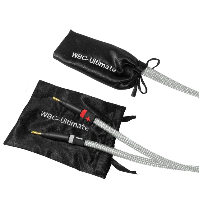 Alt view image 5 of 5 - WORLDS BEST CABLES 12 Foot Ultimate - 12 AWG - Ultra-Pure OFC - Premium Audiophile HiFi Speaker Cable Pair with Eminence Gold Banana Plugs & Silver Tweed Jacket