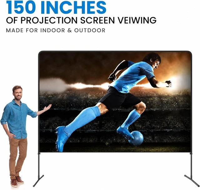 Alt view image 3 of 5 - Adjustable Height Projector Screen - 180 Inch Indoor & Outdoor Projector Screen with Carry Bag for Office and Home Theater Portable Projection Screen