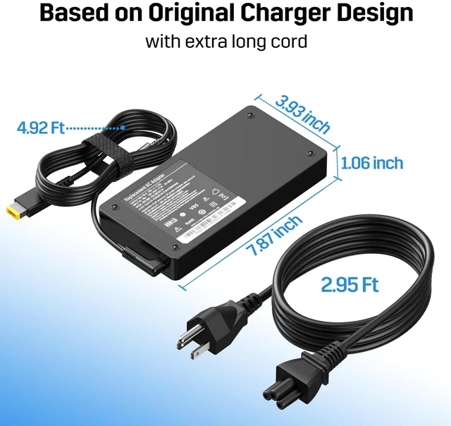 Alt view image 5 of 5 - 300W 20V 15A Laptop Charger Replacement for Lenovo Legion 5 5i 5P 7 7i pro 15 16 17 R9000P R9000K Y9000K Y9000X, Fit for ADL300SDC3A GX21F23045 SA10R16956 5A10W86289 AC Power Adapter Supply Cord