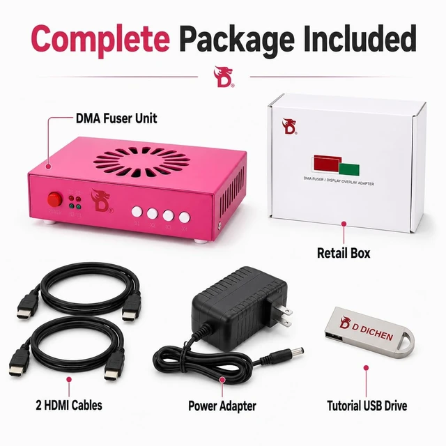 Alt view image 2 of 5 - D DICHEN 4K DMA Video Fuser, HDMI & DisplayPort Dual PC Display Combiner, Supports 4K60Hz/2K144Hz, Low Latency AV Processor (DC 6th Gen HDMI Fuser - Pink)