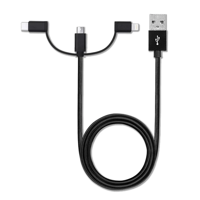 Alt view image 2 of 5 - BoxWave Cable Compatible with Sharper Image Power Percussion Massager Model 1017981 - AllCharge 3-in-1 Cable - Jet Black