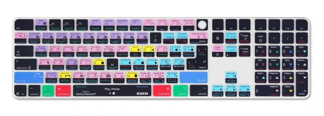 Alt view image 4 of 5 - XSKN Davinci Resolve Shortcut Keyboard Cover for iMac M4 Magic Keyboard with Touch ID and Numeric Keypad A3119