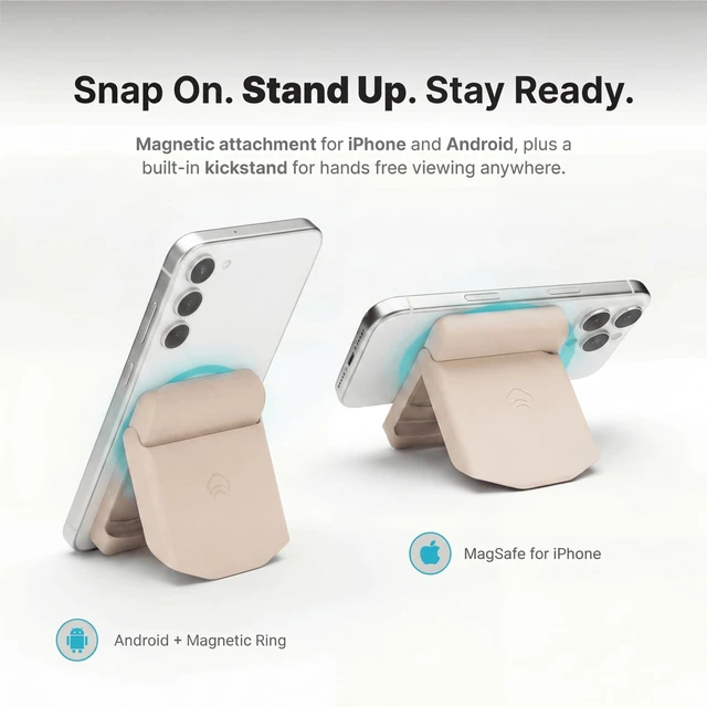 Alt view image 3 of 5 - KOMUTR Magnetic Wireless Earbuds, Sticks to MagSafe iPhone, Warm Cream
