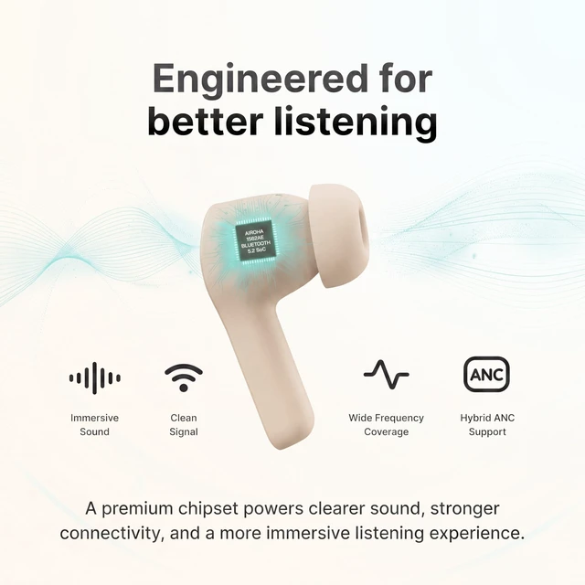 Alt view image 2 of 5 - KOMUTR Magnetic Wireless Earbuds, Sticks to MagSafe iPhone, Warm Cream
