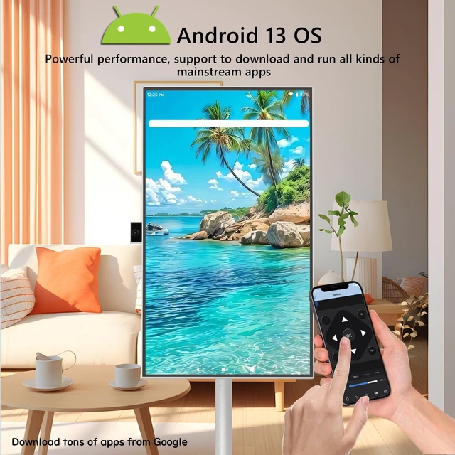 Alt view image 4 of 5 - 27" FHD Portable Smart TV,6GB+128GB Storage Android 13 Touch Monitor(White)