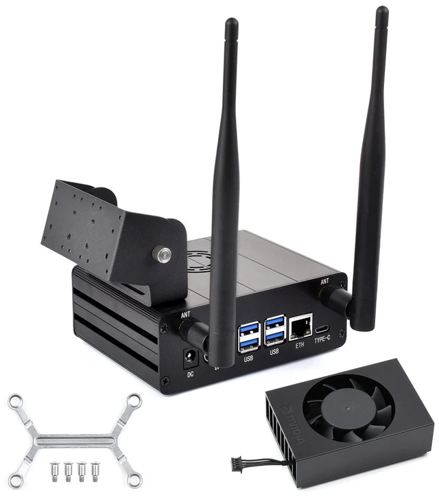 Main image of Waveshare Aluminum Alloy Case for Jetson Orin, with Official Cooling PWM Fan, Mini-Computer Case, Camera Holder, Compatible with Jetson Orin Nano Super Developer Kit/Orin Nano and Orin NX Kits
