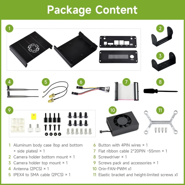 Alt view image 2 of 5 - Waveshare Aluminum Alloy Case for Jetson Orin, with Official Cooling PWM Fan, Mini-Computer Case, Camera Holder, Compatible with Jetson Orin Nano Super Developer Kit/Orin Nano and Orin NX Kits