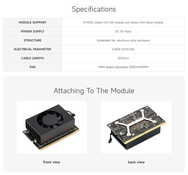 Alt view image 5 of 5 - Waveshare Aluminum Alloy Case for Jetson Orin, with Official Cooling PWM Fan, Mini-Computer Case, Camera Holder, Compatible with Jetson Orin Nano Super Developer Kit/Orin Nano and Orin NX Kits