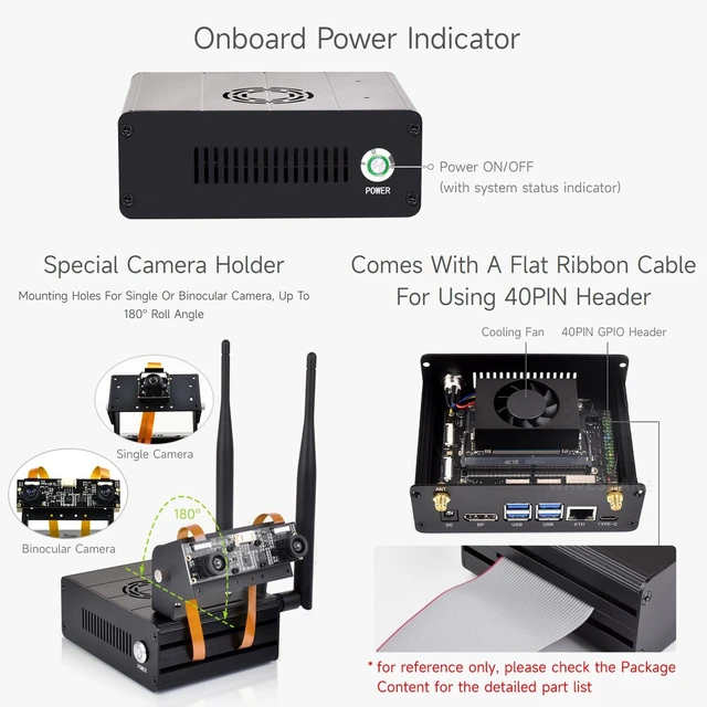 Alt view image 4 of 5 - Waveshare Aluminum Alloy Case for Jetson Orin, with Official Cooling PWM Fan, Mini-Computer Case, Camera Holder, Compatible with Jetson Orin Nano Super Developer Kit/Orin Nano and Orin NX Kits