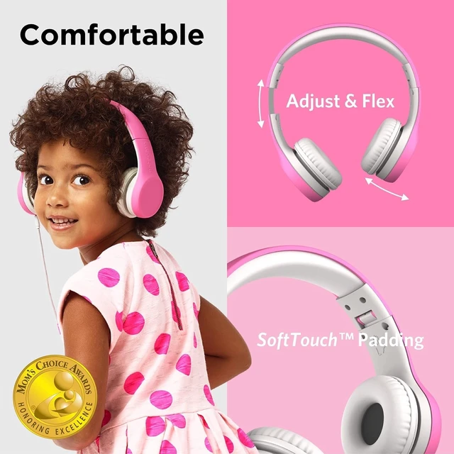 Alt view image 2 of 5 - LilGadgets Connect+ Pro Wired Kids Headphones for School with Microphone, Volume Limiting Over-Ear Headset with Cord, SharePort Technology & SoftTouch Padding