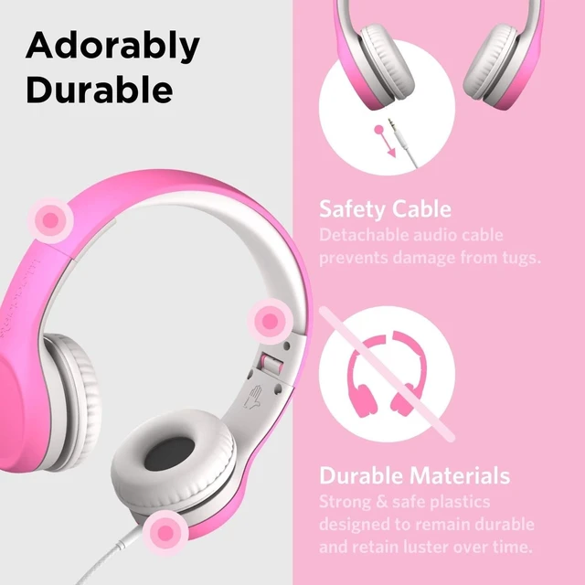Alt view image 3 of 5 - LilGadgets Connect+ Pro Wired Kids Headphones for School with Microphone, Volume Limiting Over-Ear Headset with Cord, SharePort Technology & SoftTouch Padding