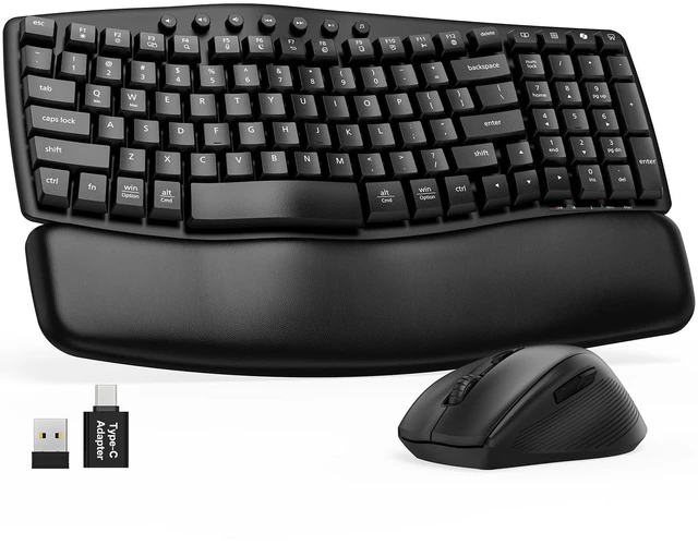 Main image of Wireless Keyboard and Mouse Combo, Compact Ergonomic Wave Key, SABLUTE MA61