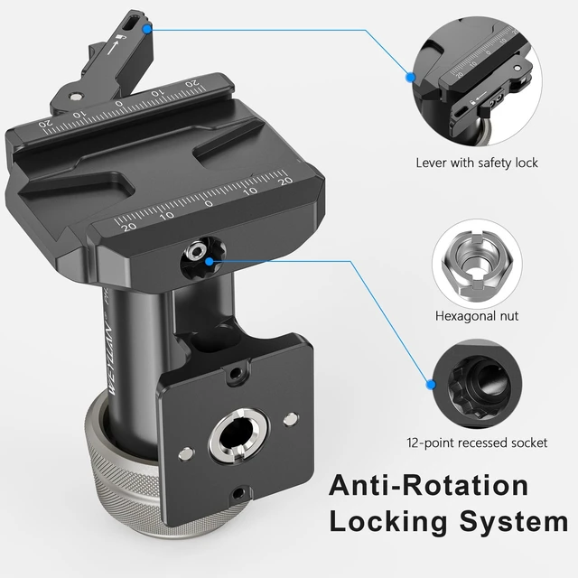 Alt view image 2 of 5 - WEYLLAN PH3L MonoGimbal Head with Lever Release for Tripod Monopod, CNC All Metal Side Saddle Gimbal Tilt Head with Arca Swiss QR Plate, Compatible with Camera, Telephoto Lenses, Max Load 22lbs/10kg