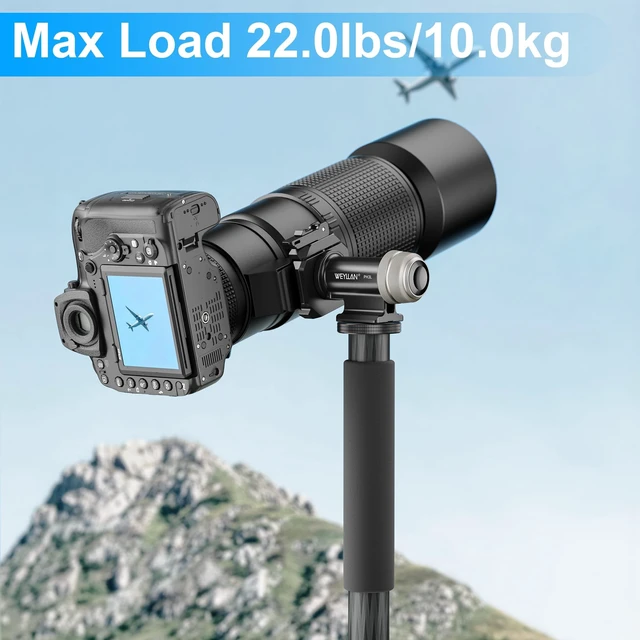 Alt view image 4 of 5 - WEYLLAN PH3L MonoGimbal Head with Lever Release for Tripod Monopod, CNC All Metal Side Saddle Gimbal Tilt Head with Arca Swiss QR Plate, Compatible with Camera, Telephoto Lenses, Max Load 22lbs/10kg