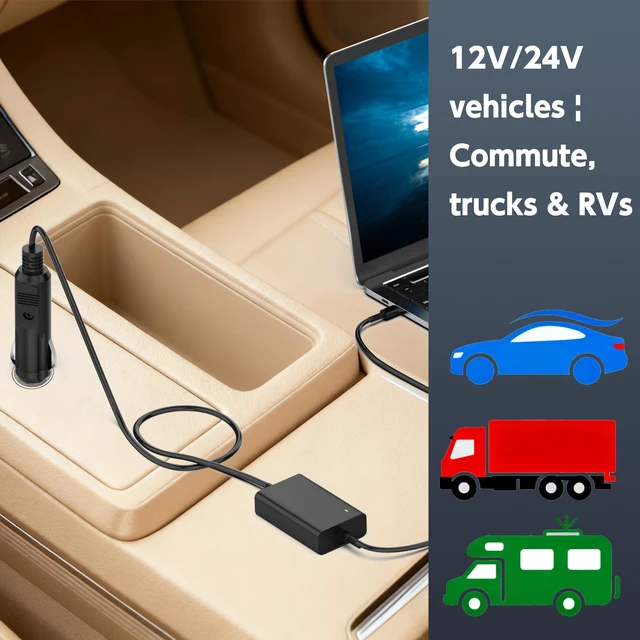 Alt view image 3 of 5 - ROLADA 100W USB C Car Charger for MacBook Pro Air Dell XPS Latitude, 20V