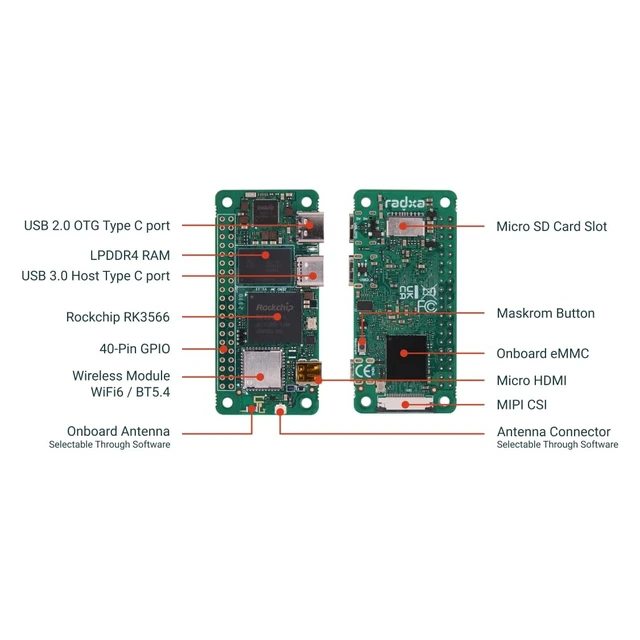 Alt view image 5 of 5 - Radxa Zero 3W,RK3566,1080P HDMI, WF6 BT5.4,Single Board Computer (Radxa Zero 3W 2GB with GPIO)