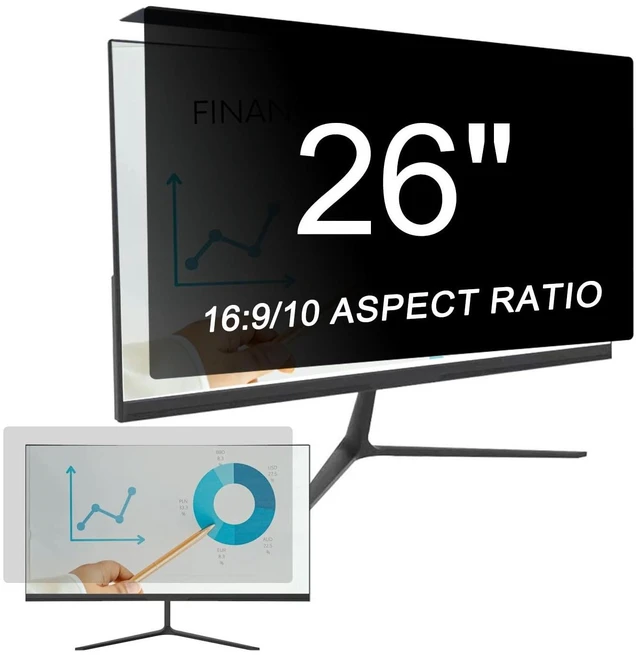 Main image of LYLSMGS 2 Pack Hanging Computer Privacy Screen Filter 26 inch (24.09X14.01 in) 16:9 or 16:10 Aspect Ratio, Anti Glare & Blue Light Monitor Screen Protector Panel, Suitable for Various Brand Monitor
