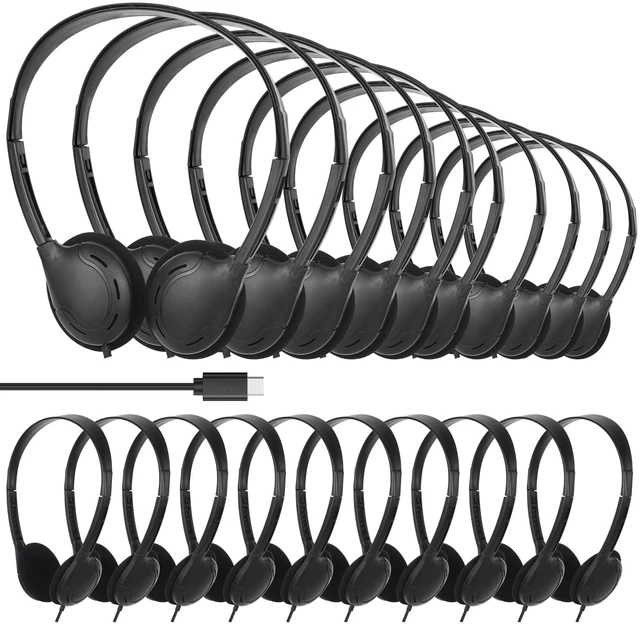 Main image of ZXQZYM 20 Pack USB C Kids Headphones Bulk for Classroom School,Wired On Ear