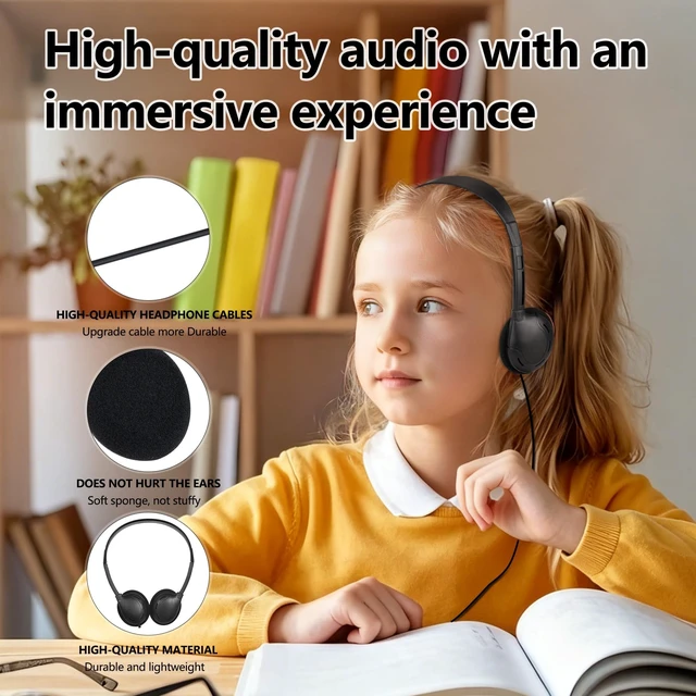 Alt view image 3 of 5 - ZXQZYM 20 Pack USB C Kids Headphones Bulk for Classroom School,Wired On Ear