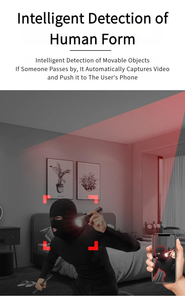 Alt view image 4 of 5 - OVWE Mini Hidden Camera, 1080P Night Vision Spy CameraWide-Angle Home Security Camera with Motion Detection