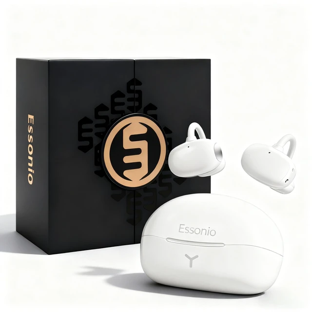 Main image of Essonio FC3 Open Ear Earbuds Wireless Bluetooth with 360 UFT 3.0 Spatial Audio & 70H Playtime IPX5 Waterproof Ultimate Lightweigh Fit Omni Tap Control Powerful Sound for Sports Work Daily White