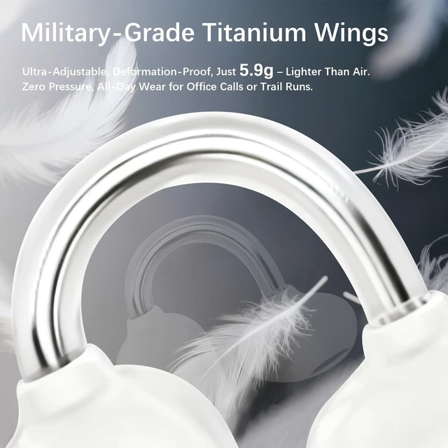 Alt view image 3 of 5 - Essonio FC3 Open Ear Earbuds Wireless Bluetooth with 360 UFT 3.0 Spatial Audio & 70H Playtime IPX5 Waterproof Ultimate Lightweigh Fit Omni Tap Control Powerful Sound for Sports Work Daily White
