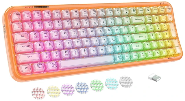 Main image of Orange Light Up Keyboard Wireless,Clear Transparent Backlit Jelly Keycaps