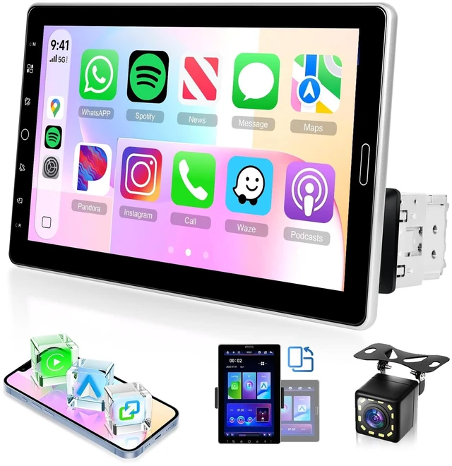 Main image of MAHVEC 10.1'' Single Din Car Stereo with Wire/Wireless CarPlay Android Auto