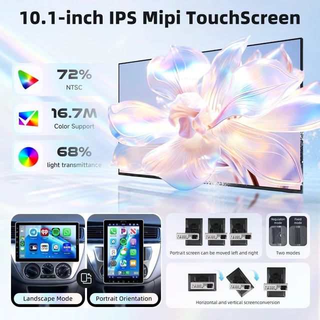 Alt view image 3 of 5 - MAHVEC 10.1'' Single Din Car Stereo with Wire/Wireless CarPlay Android Auto