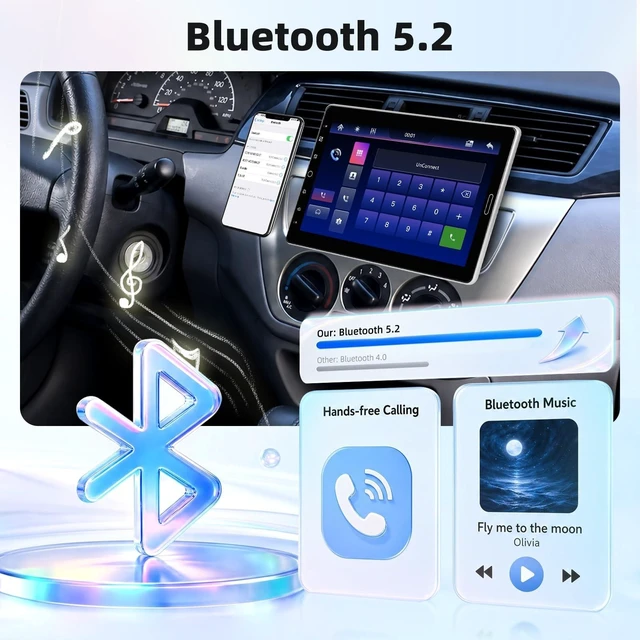 Alt view image 4 of 5 - MAHVEC 10.1'' Single Din Car Stereo with Wire/Wireless CarPlay Android Auto