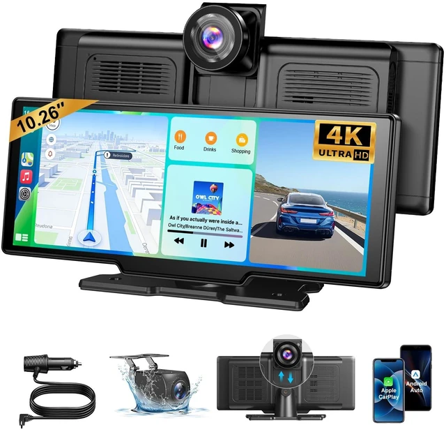 Main image of ESSGOO Wireless Carplay Screen for Car 10.26" Android Auto with 4K Dash Cam
