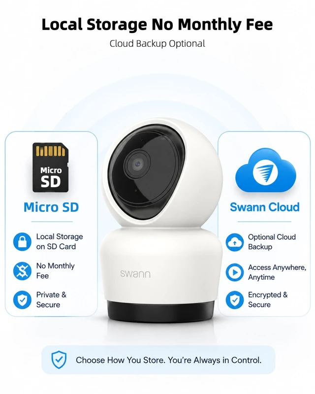 Alt view image 5 of 5 - Swann 3K Indoor Pan Tilt WiFi Security Camera, 5MP Baby Pet Home PT Camera