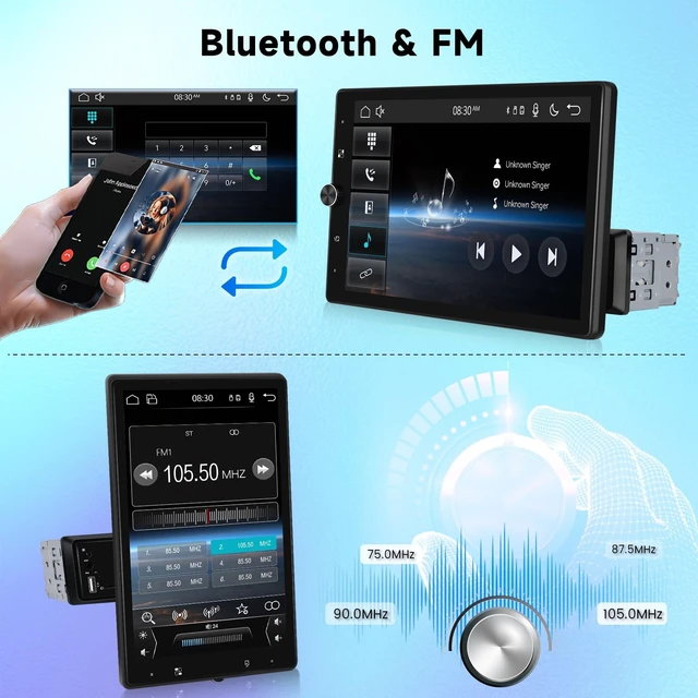 Alt view image 3 of 5 - Hodozzy Single Din Car Stereo 10.4 Inch Vertical Rotatable Wireless Carplay