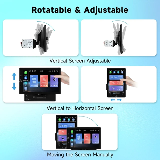 Alt view image 4 of 5 - Hodozzy Single Din Car Stereo 10.4 Inch Vertical Rotatable Wireless Carplay