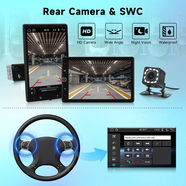 Alt view image 5 of 5 - Hodozzy Single Din Car Stereo 10.4 Inch Vertical Rotatable Wireless Carplay