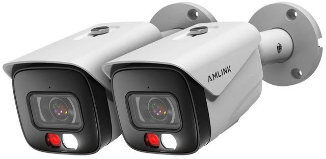Main image of AMLINK 2-Pack 5MP Security AI IP PoE Camera, Indoor Outdoor Surveillance Bullet, 2-Way Audio, Support 256GB MicroSD, Deterrent, 20fps 2PACK-AL5M-B5172EW