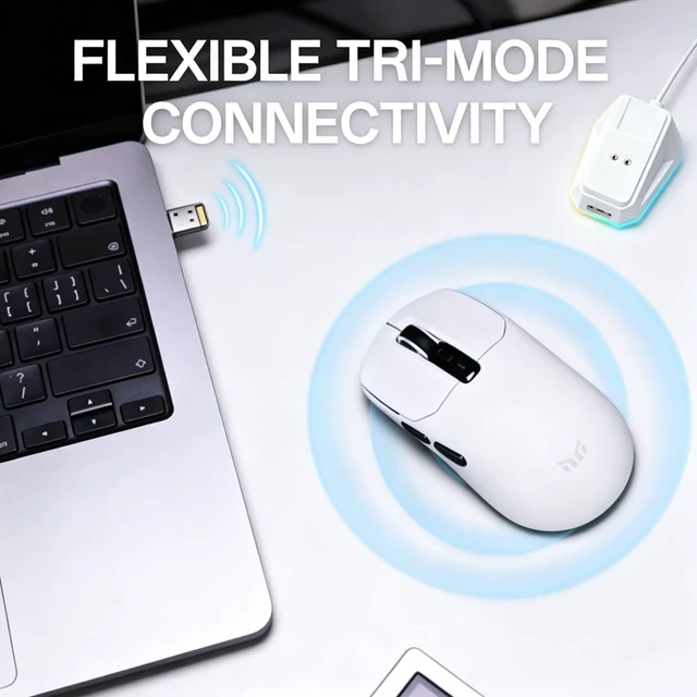 Alt view image 3 of 5 - yeah magic Tyrfing V1 Tri-Mode Wireless Gaming Mouse White
