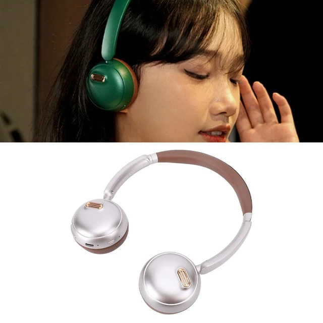 Alt view image 3 of 5 - PUSOKEI Retro Bluetooth Headphones with Active Noise Cancelling, 45H Playtime, Vintage Style Over Ear Headset for Travel, Commute & Fashion, Foldable Design (Brown)