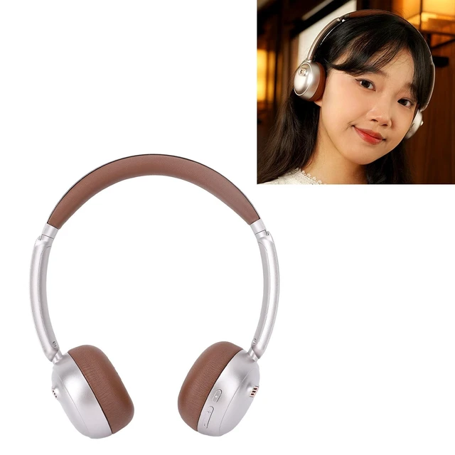 Alt view image 4 of 5 - PUSOKEI Retro Bluetooth Headphones with Active Noise Cancelling, 45H Playtime, Vintage Style Over Ear Headset for Travel, Commute & Fashion, Foldable Design (Brown)