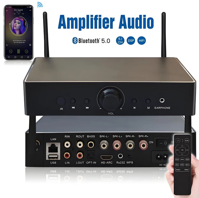 Alt view image 4 of 5 - ODISON WA80 8-Zone Multiroom Streaming Amplifier, WiFi Wireless Whole Home Audio System, AirPlay 2, App Control, Hi-Res 32bit/384kHz, for Indoor Outdoor Speakers (Silver)
