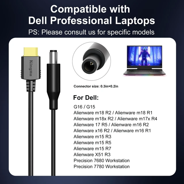 Alt view image 5 of 5 - 330W (20V/16.5A) GaN Gaming Laptop Charger for Dell with XT60 Port, PD 3.0 Fast Charging, 3-Port Portable Travel Adapter, Compatible with Dell G15/G16/G17, Alienware m16/m18/Alienware Aurora 16X