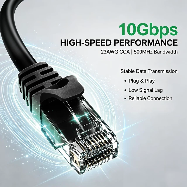 Alt view image 3 of 5 - LEKVKM Cat 6 Ethernet Cable 100 ft, 23AWG Solid CCA Copper-Clad Aluminum, PE Waterproof Outdoor, Rigid Durable Jacket for Direct Burial and Conduit Runs, Supports 10Gbps Black