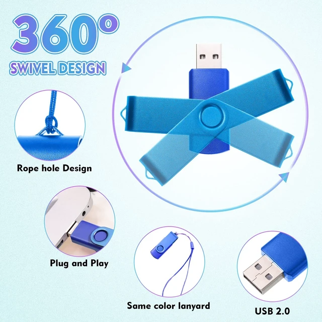 Alt view image 3 of 5 - Xuhal 50 Pcs 128mb Flash Drive Pack Portable USB Thumb Drives with Lanyards Flash Memory Storage Device Swivel Thumb Bulk for Data Storage Backup Transport Migration, Mixed 10 Color