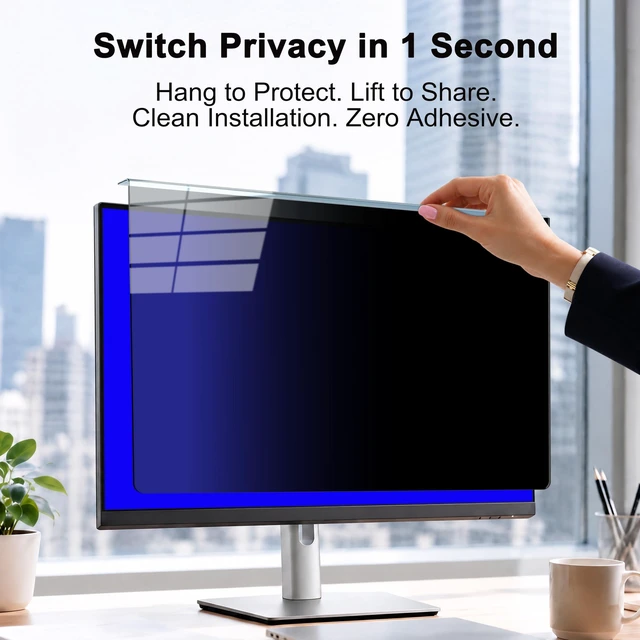 Alt view image 3 of 5 - GlanceGuard 21-22 Inch Hanging Monitor Privacy Screen, Blue Light Filter