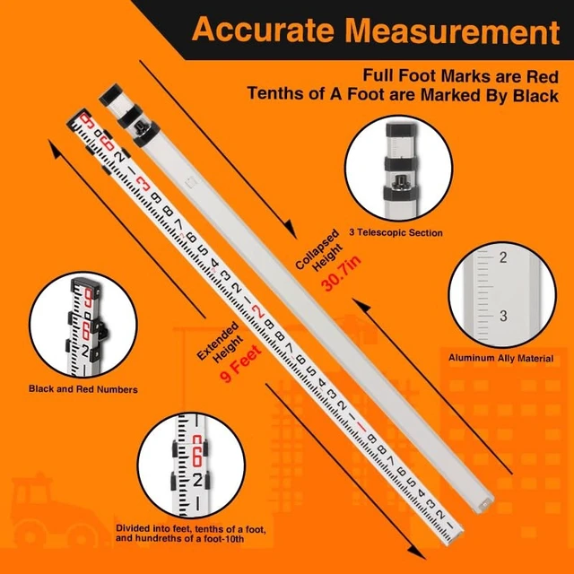 Alt view image 2 of 5 - DMITER Transit Tripod and Grade Rod, 62" Aluminum Survey Tripod 5/8" Thread