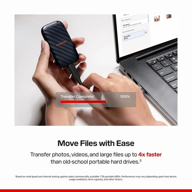 Alt view image 3 of 5 - Sandisk 1TB Portable Drive, Up to 600MB/s Read Speeds - Black