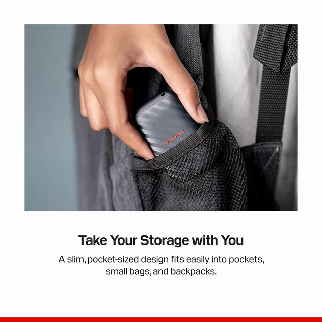 Alt view image 4 of 5 - Sandisk 1TB Portable Drive, Up to 600MB/s Read Speeds - Black