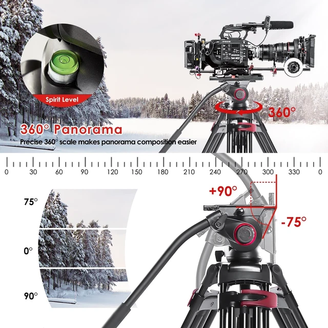 Alt view image 4 of 5 - miliboo MTT609A Heavy Duty Tripod Pro Tripods with Adjustable-Damping Head