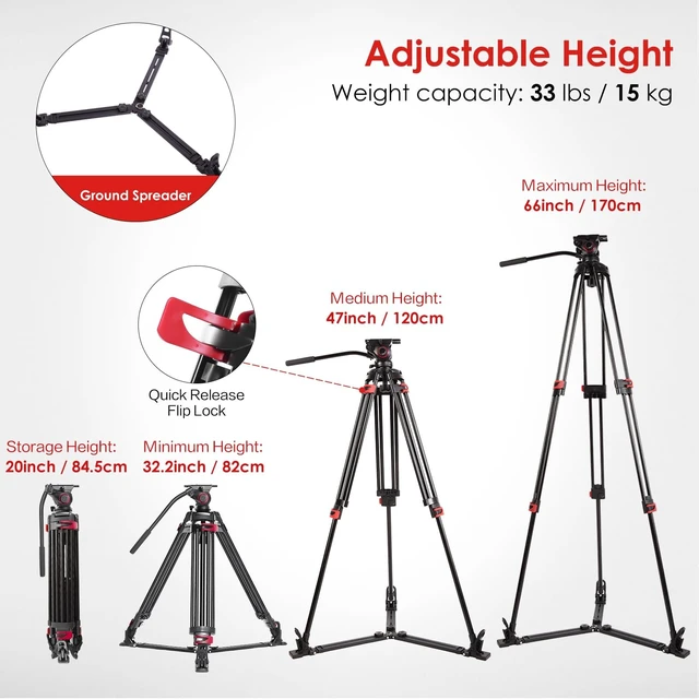 Alt view image 5 of 5 - miliboo MTT609A Heavy Duty Tripod Pro Tripods with Adjustable-Damping Head