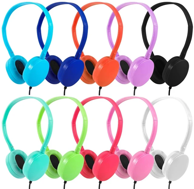 Main image of CN-Outlet 20 Pack Classroom Kids Headphones with Cord Bulk 10 Colourful Class Set Headphones for School Students Children Toddler Boys Girls Teen and Adult (Mixed)